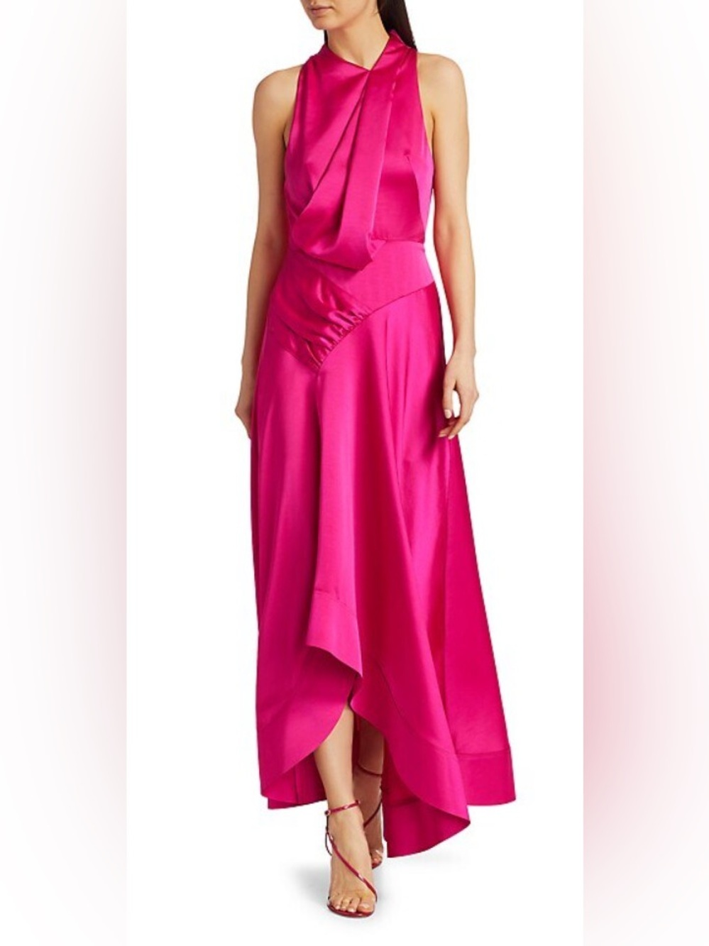 NWT Acler Palmera Dress Fuchsia Pink Satin Midi Sleeveless DEFECT US 6